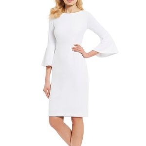 White Bell Sleeve Sheath Dress